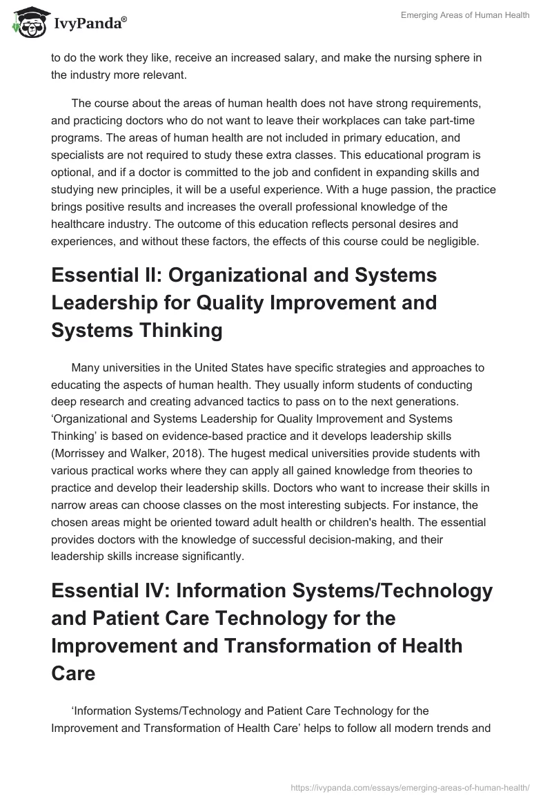 Emerging Areas of Human Health. Page 2