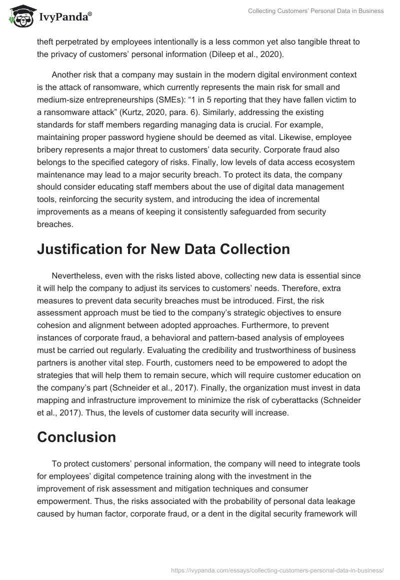 Collecting Customers’ Personal Data in Business. Page 2