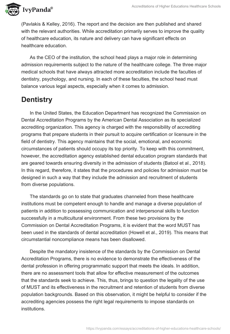 Accreditations of Higher Educations Healthcare Schools. Page 4