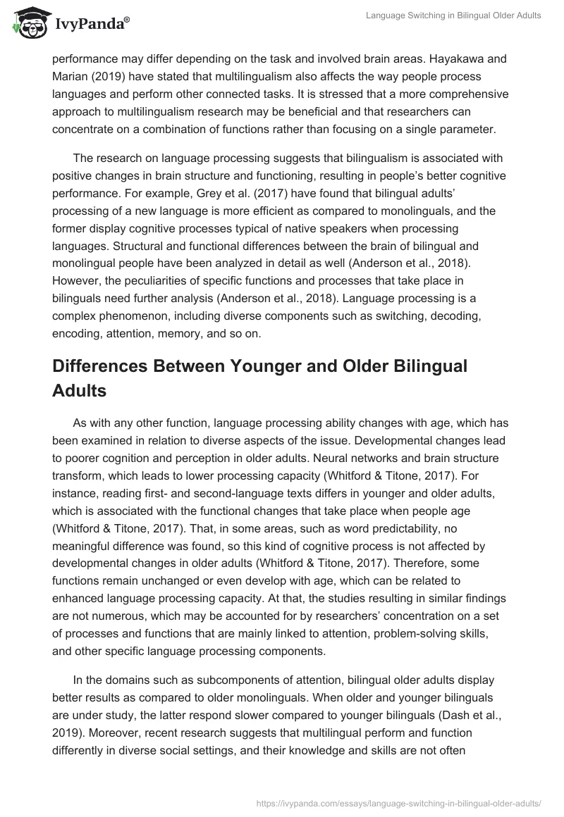 Language Switching in Bilingual Older Adults. Page 2