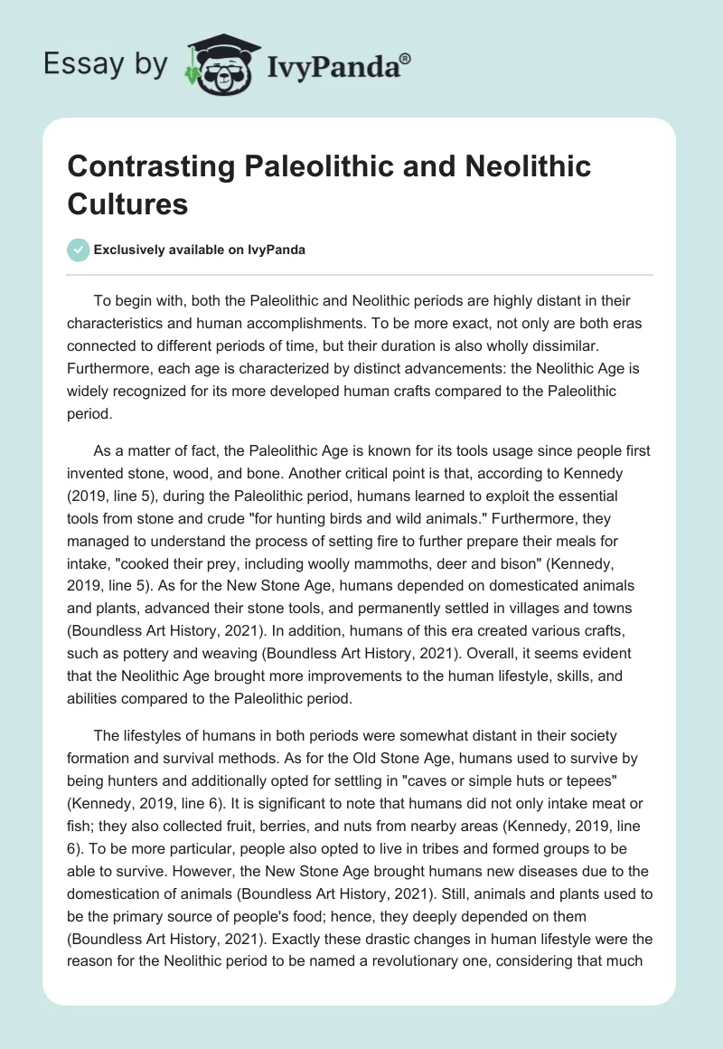 Contrasting Paleolithic and Neolithic Cultures. Page 1