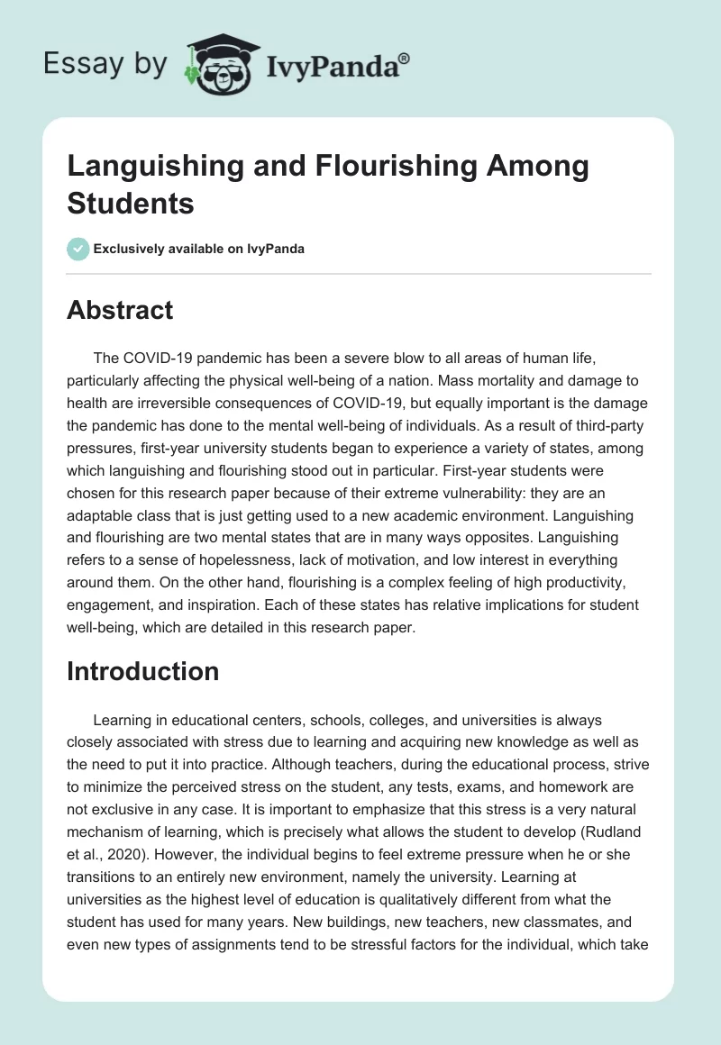 Languishing and Flourishing Among Students. Page 1