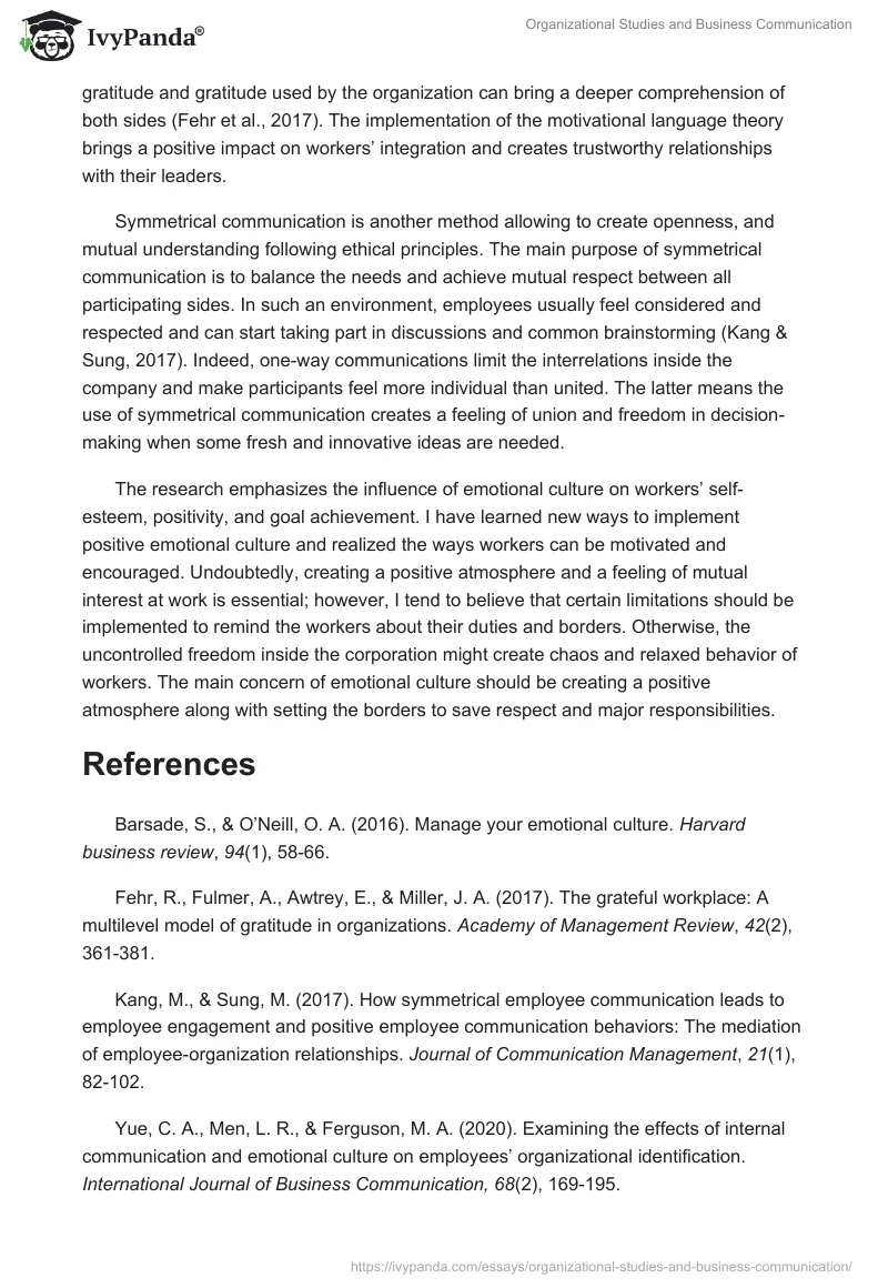 Organizational Studies and Business Communication. Page 2