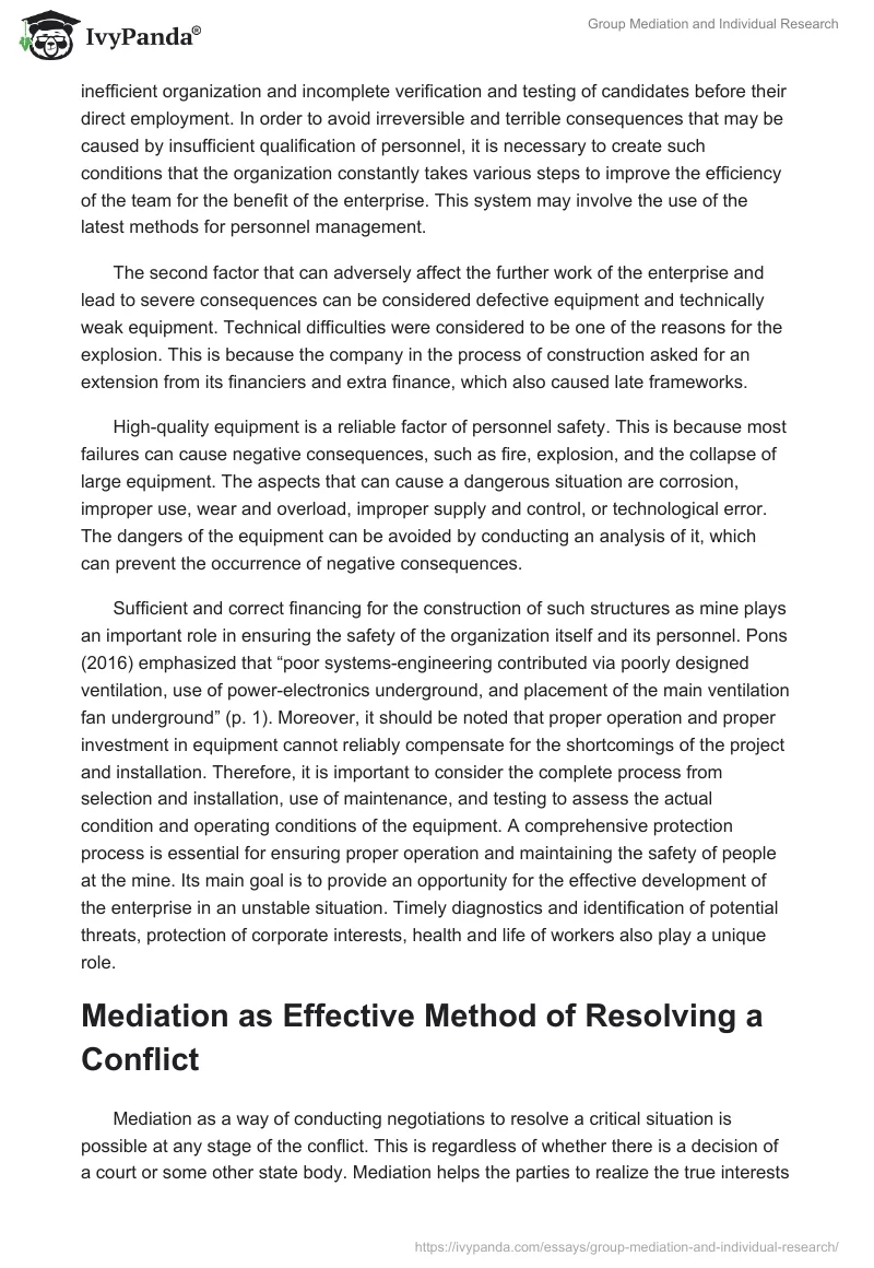 Group Mediation and Individual Research. Page 3