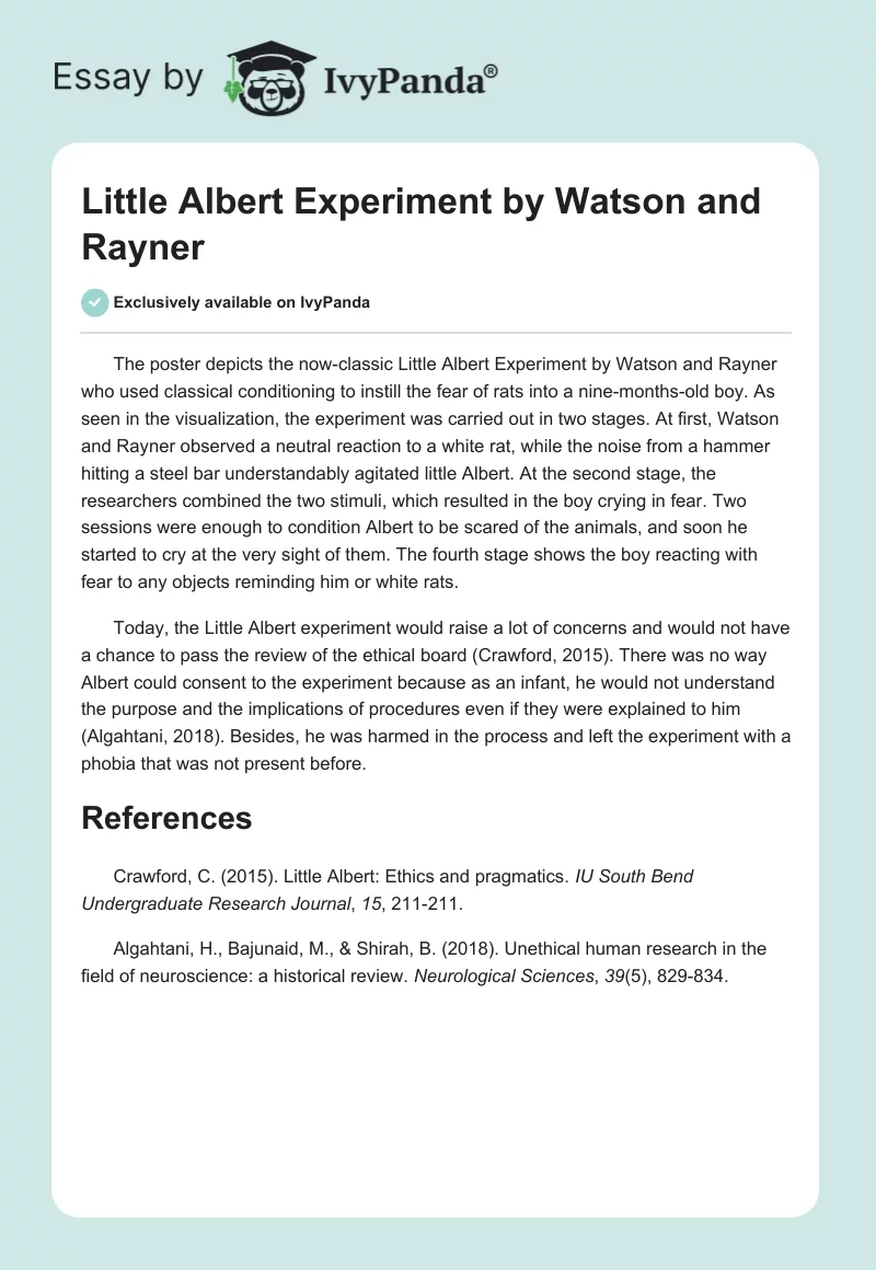 Little Albert Experiment by Watson and Rayner. Page 1