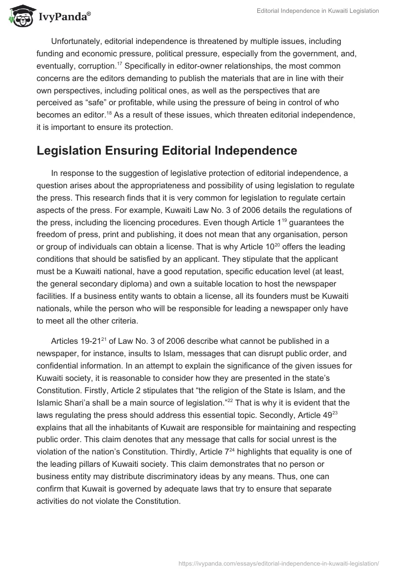 Editorial Independence in Kuwaiti Legislation. Page 4