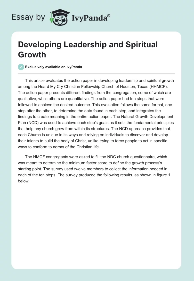 Developing Leadership and Spiritual Growth. Page 1