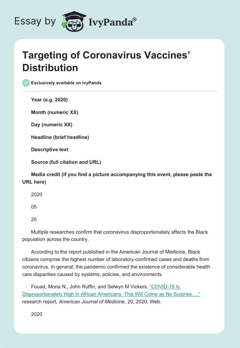 Targeting of Coronavirus Vaccines’ Distribution. Page 1