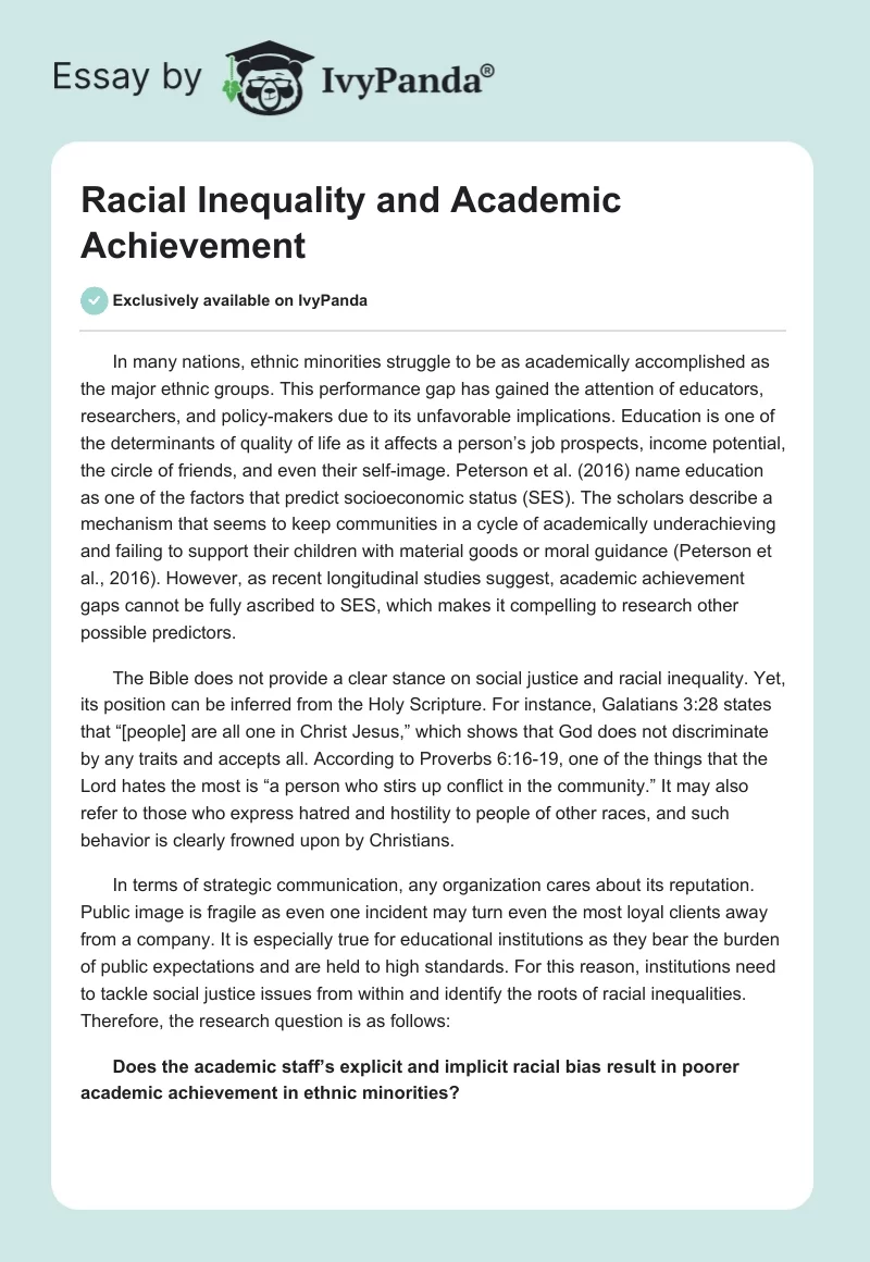 Racial Inequality and Academic Achievement. Page 1