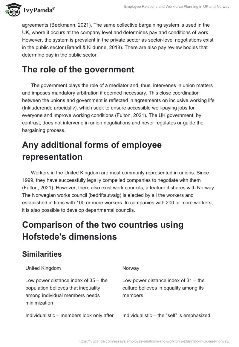 Employee Relations and Workforce Planning in UK and Norway. Page 2