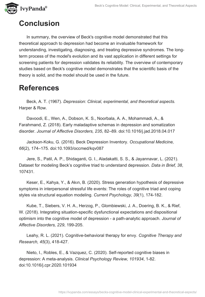 Beck’s Cognitive Model: Clinical, Experimental, and Theoretical Aspects. Page 5