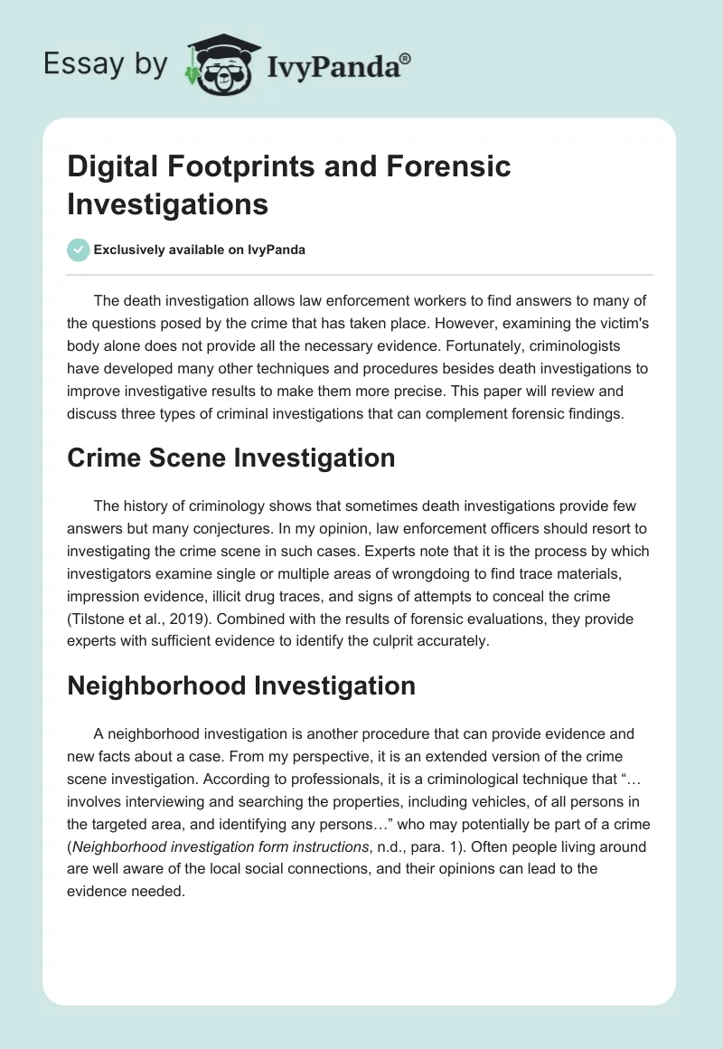Digital Footprints and Forensic Investigations. Page 1
