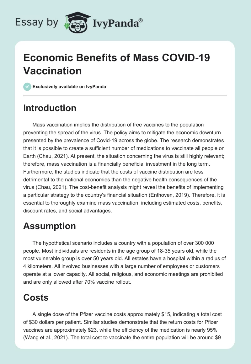 Economic Benefits of Mass COVID-19 Vaccination. Page 1