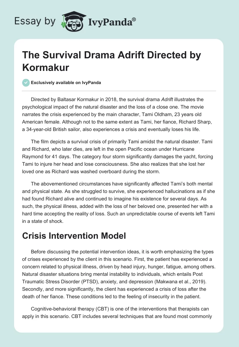 The Survival Drama Adrift Directed by Kormakur. Page 1