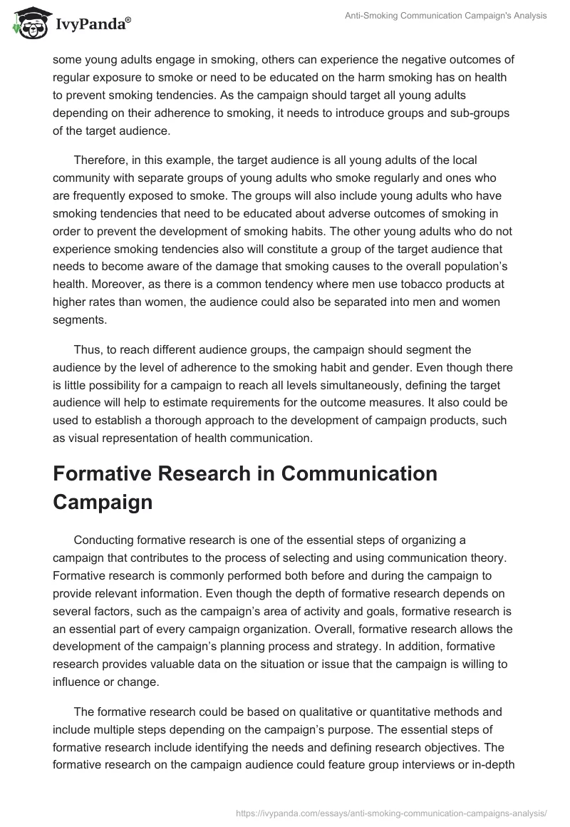 Anti-Smoking Communication Campaign's Analysis. Page 2