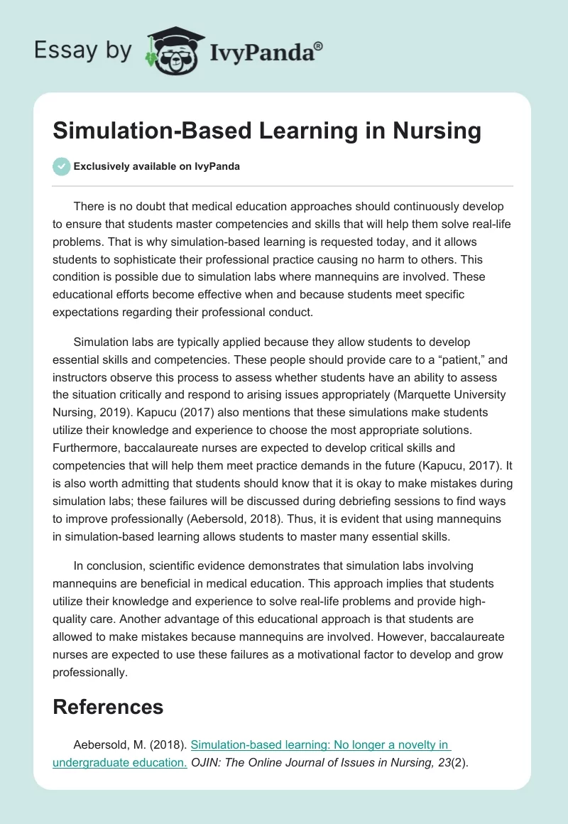 Simulation-Based Learning in Nursing. Page 1