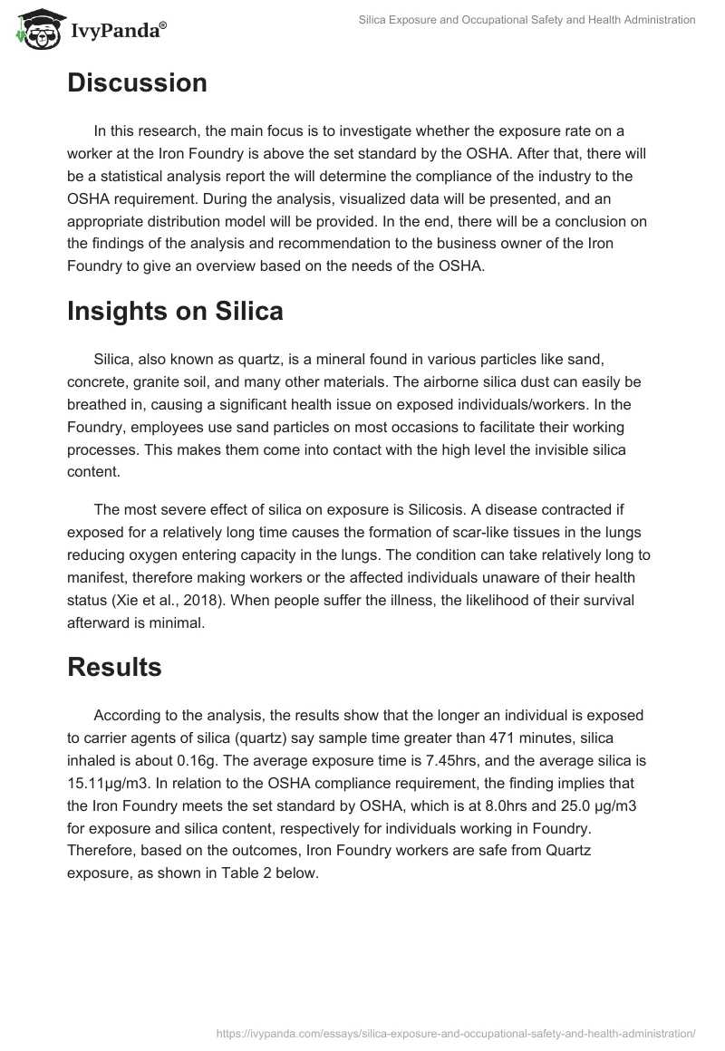 Silica Exposure and Occupational Safety and Health Administration. Page 2