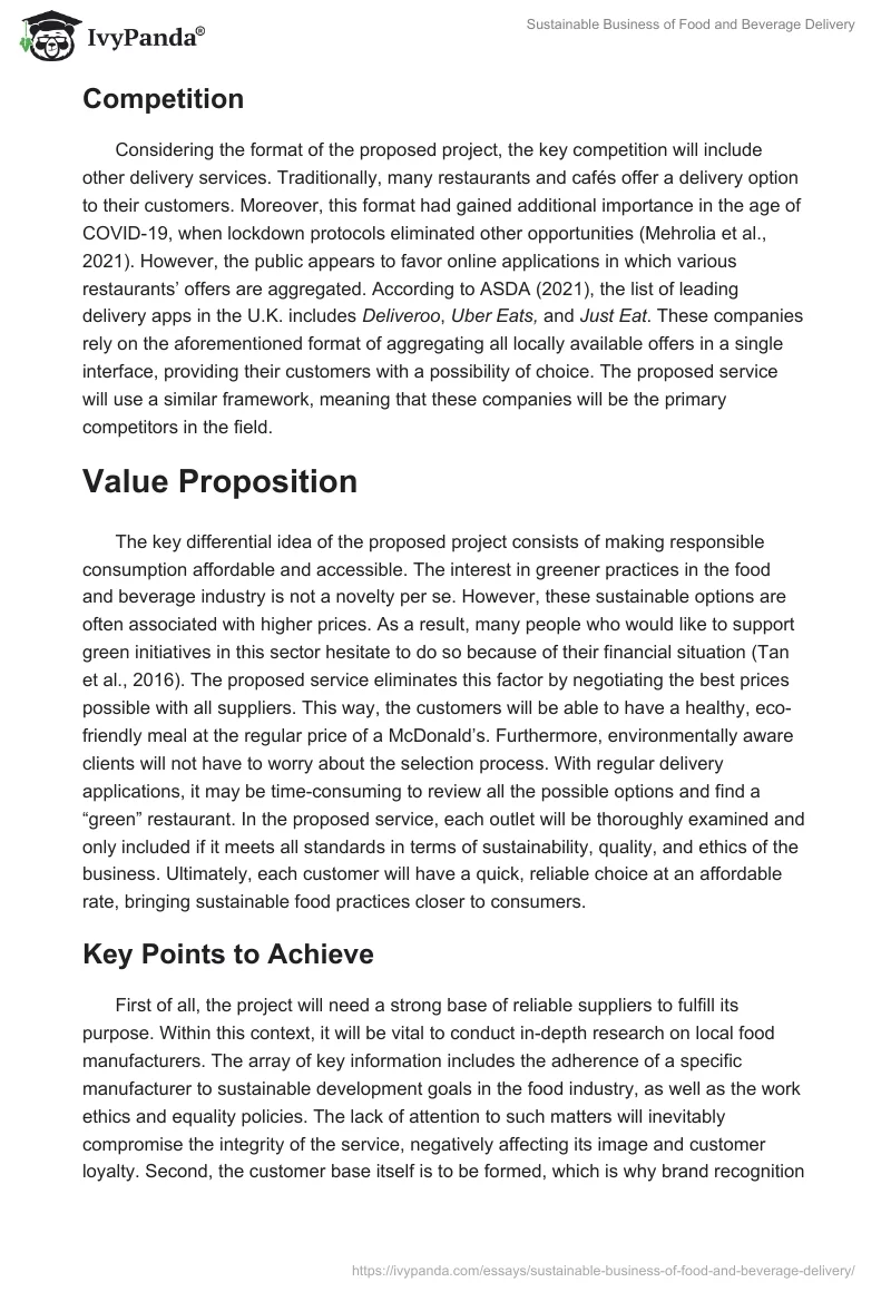 Sustainable Business of Food and Beverage Delivery. Page 2