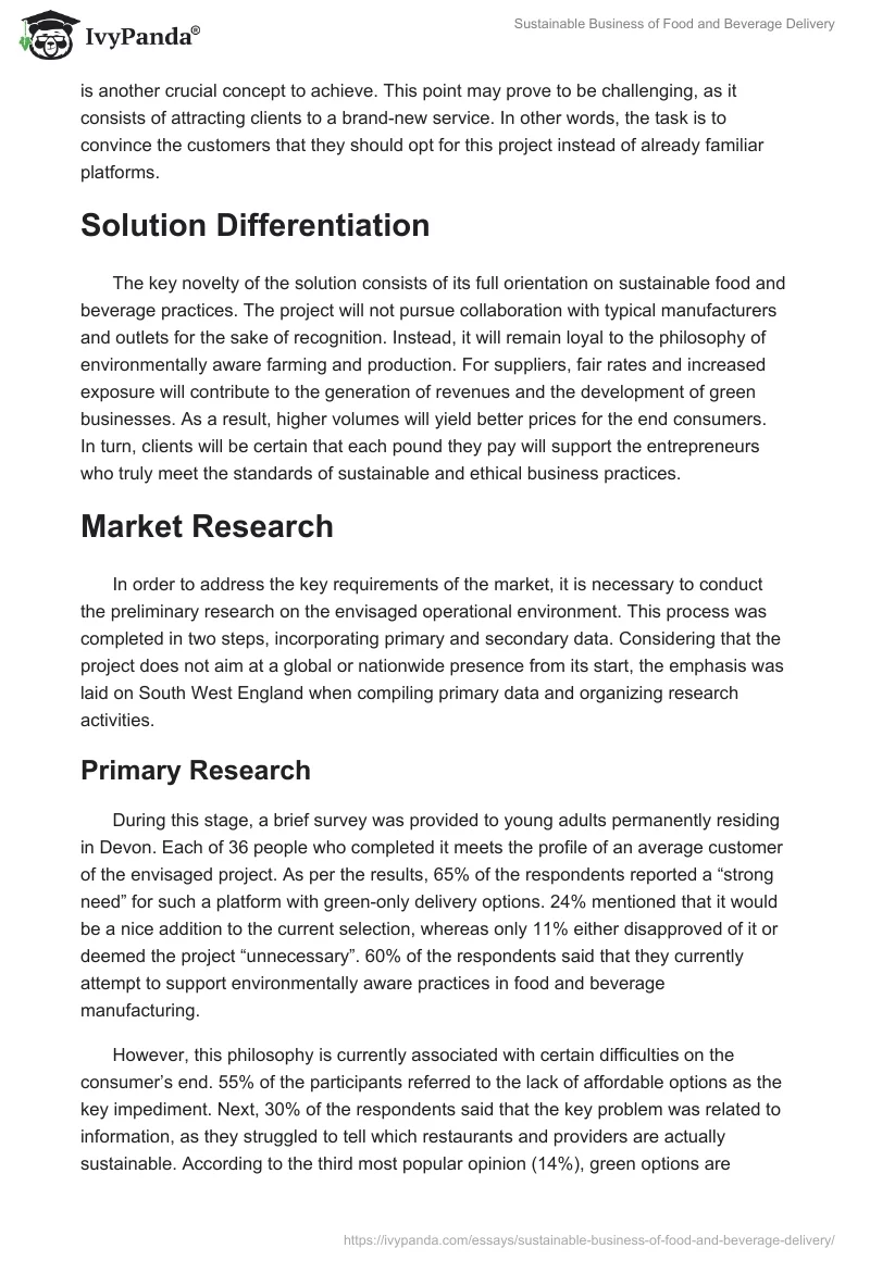 Sustainable Business of Food and Beverage Delivery. Page 3