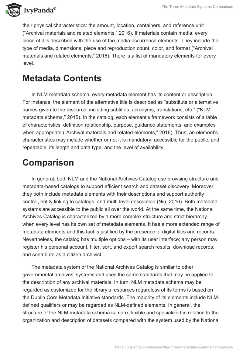 The Three Metadata Systems Comparison. Page 5