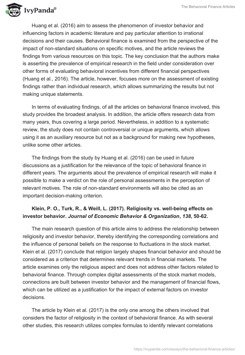 The Behavioral Finance Articles. Page 2