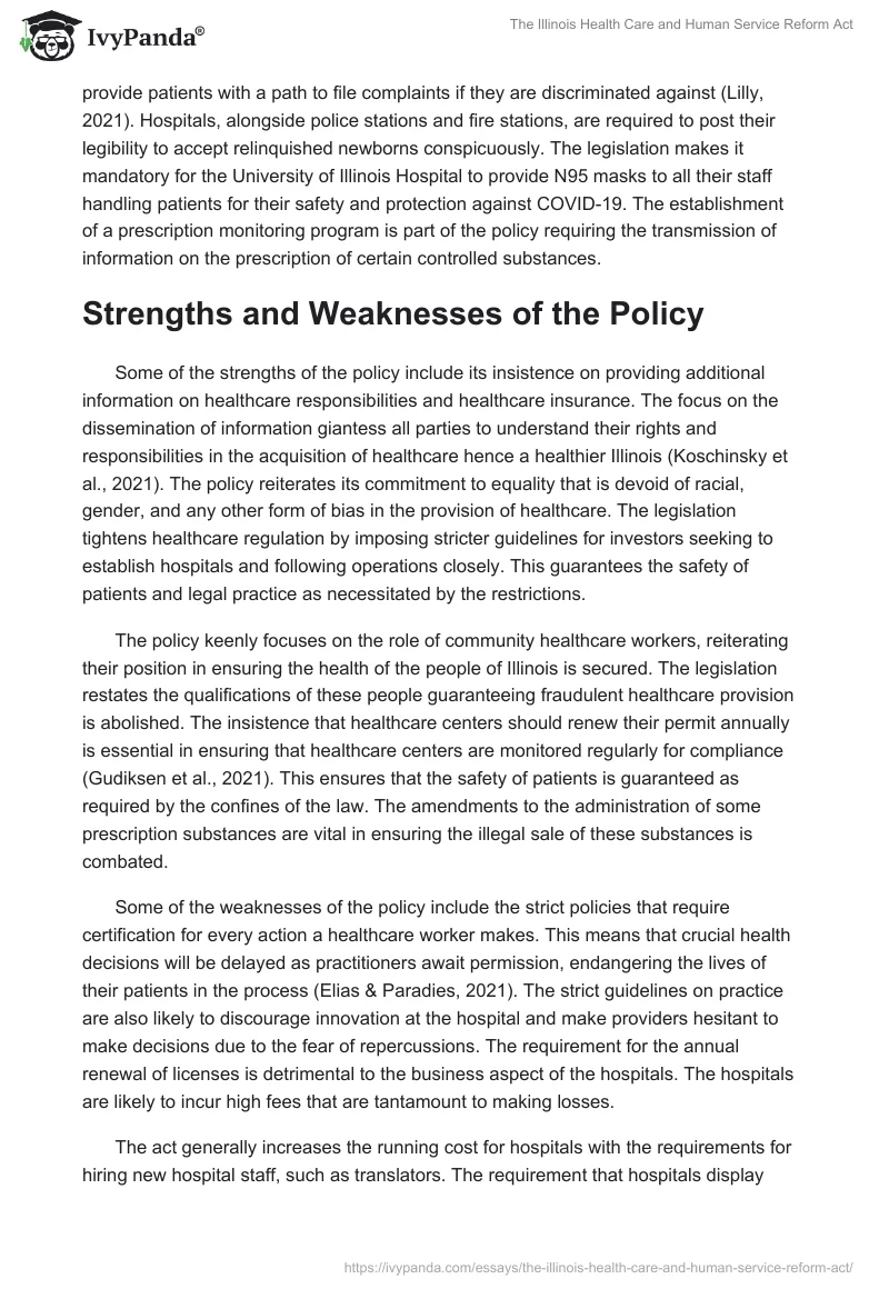 The Illinois Health Care and Human Service Reform Act. Page 2
