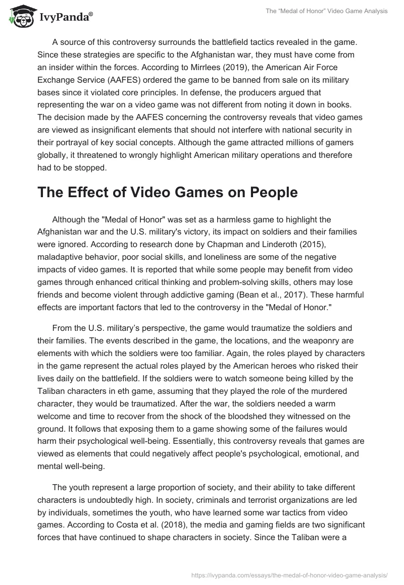 The “Medal of Honor” Video Game Analysis. Page 4