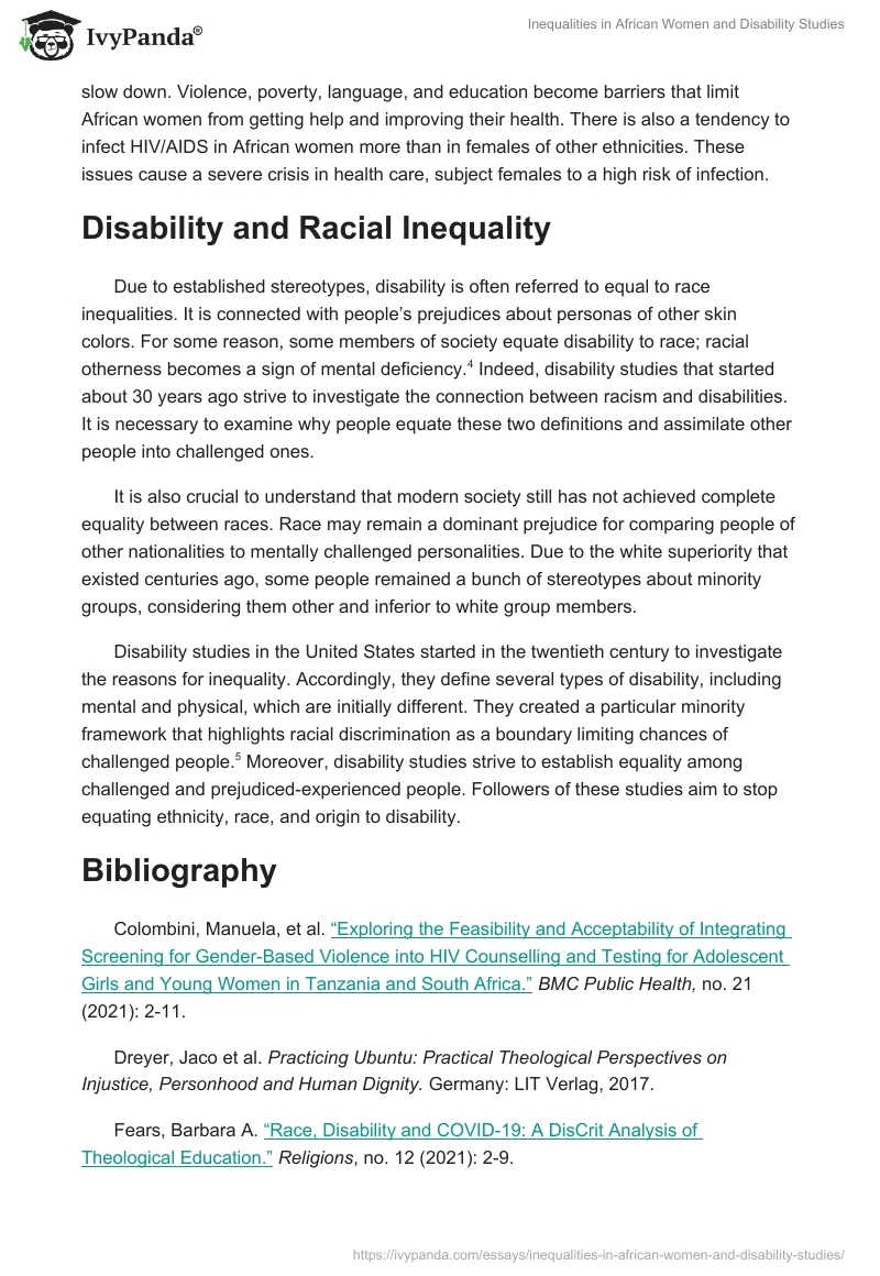 Inequalities in African Women and Disability Studies. Page 2