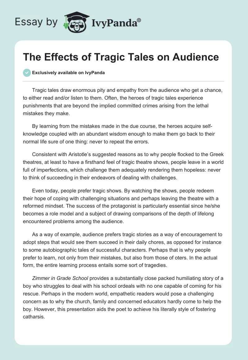 The Effects of Tragic Tales on Audience . Page 1