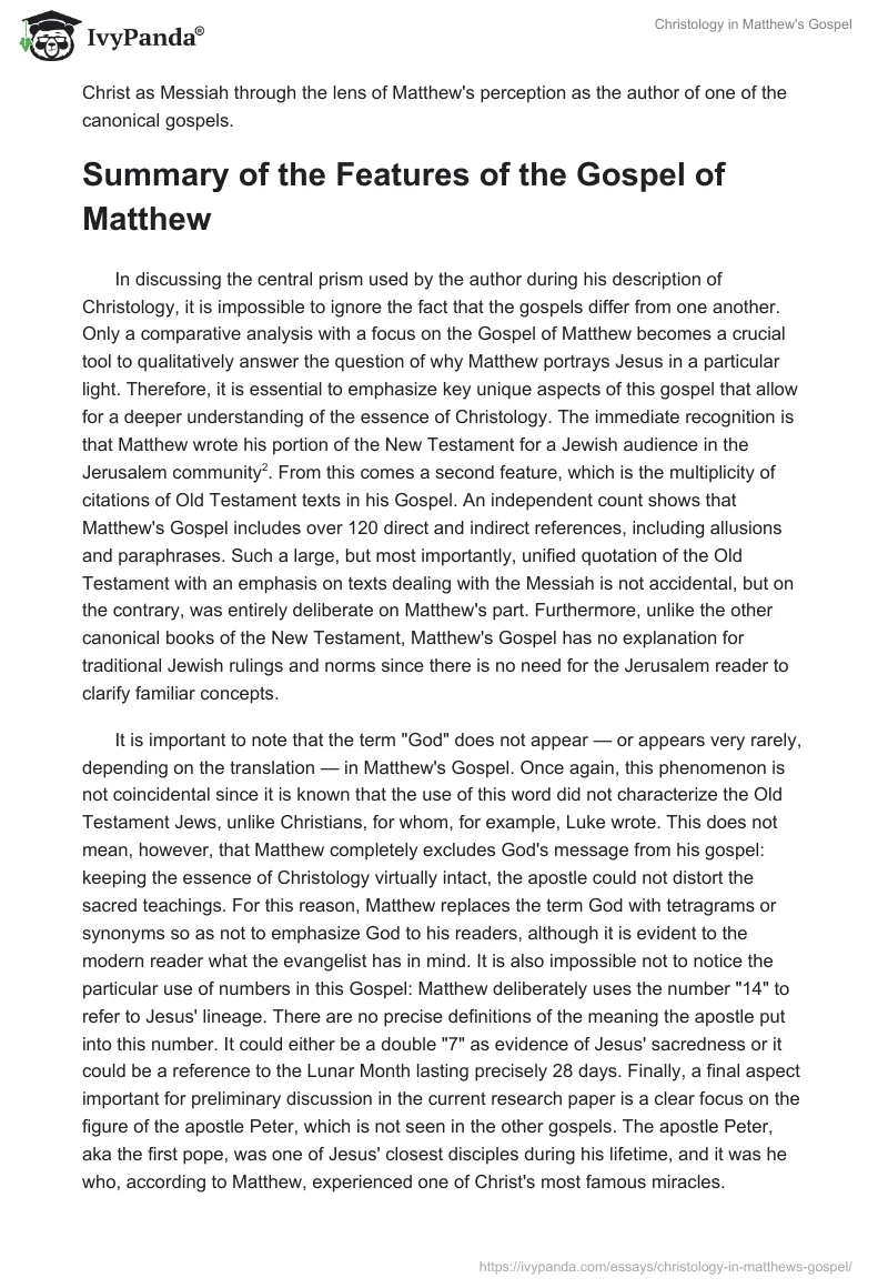Christology in Matthew's Gospel. Page 2