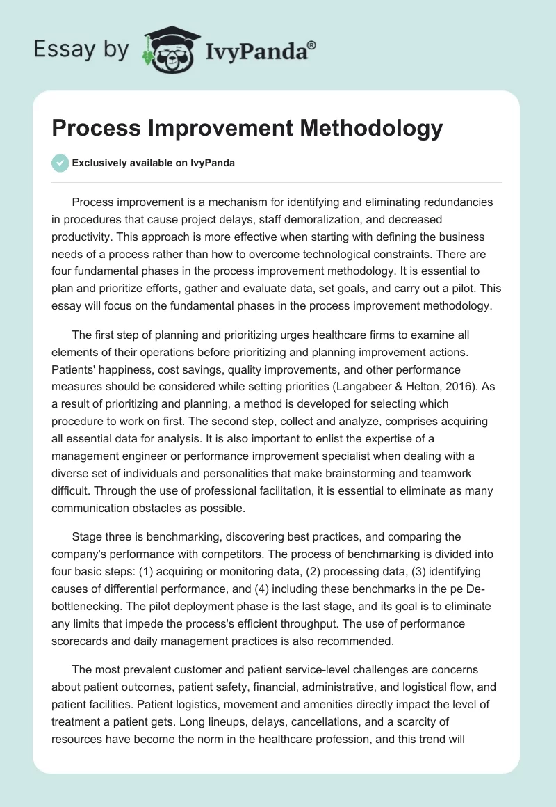 Process Improvement Methodology. Page 1
