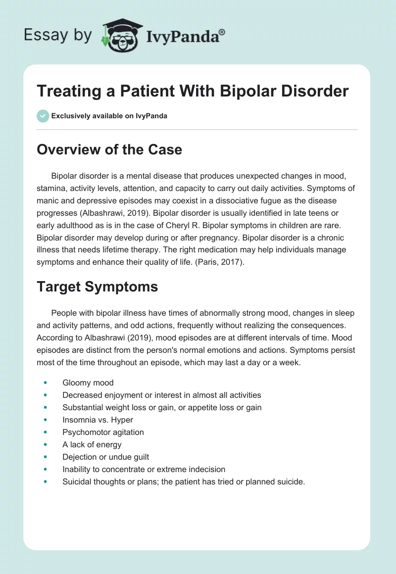 Treating a Patient With Bipolar Disorder. Page 1