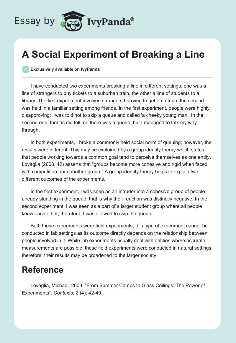 A Social Experiment of Breaking a Line. Page 1