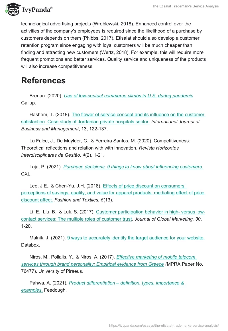 The Etisalat Trademark's Service Analysis. Page 4