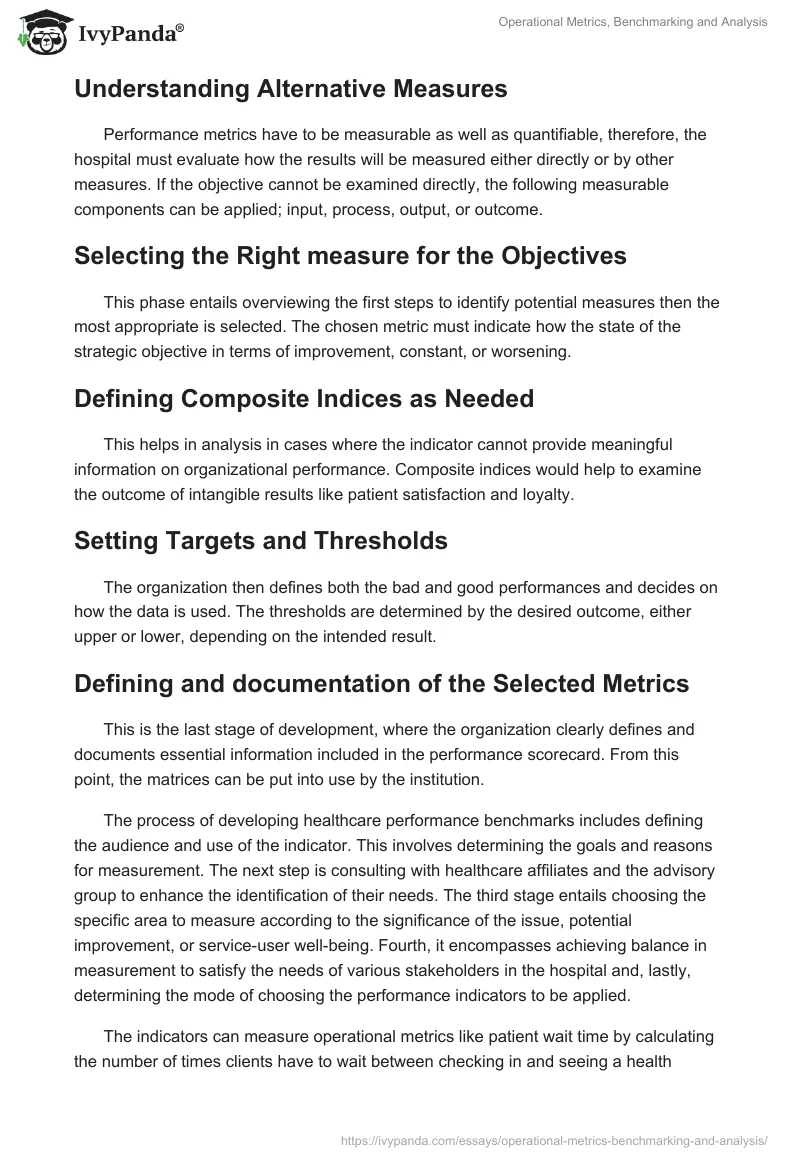 Operational Metrics, Benchmarking and Analysis. Page 2