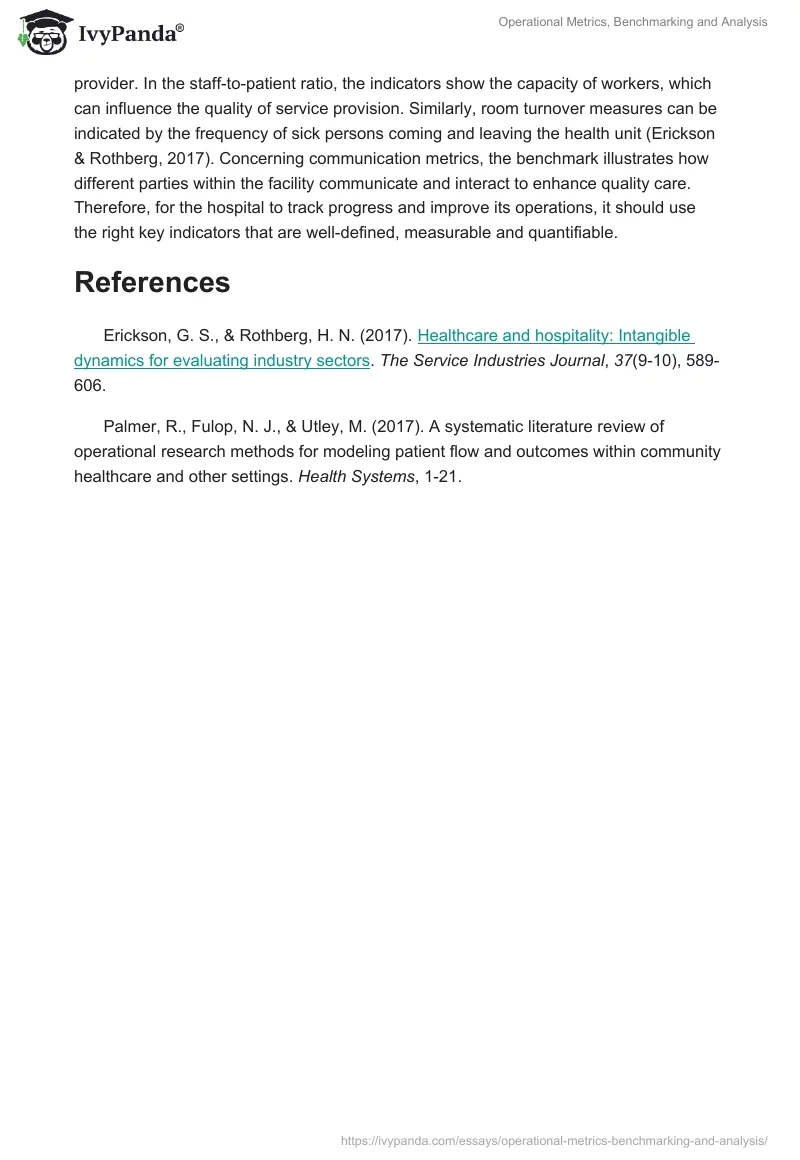 Operational Metrics, Benchmarking and Analysis. Page 3
