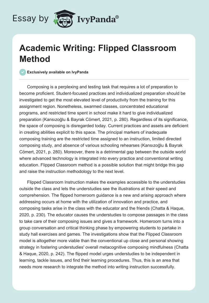 Academic Writing: Flipped Classroom Method. Page 1