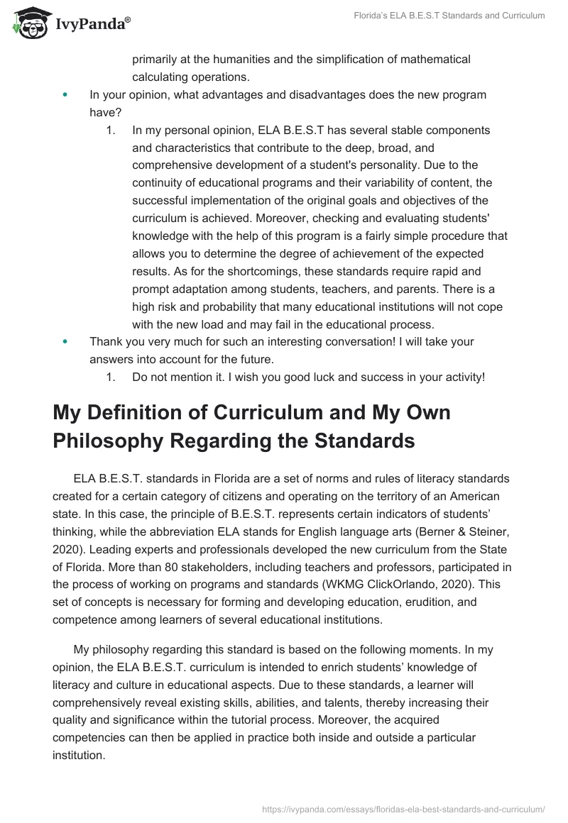 Florida’s ELA B.E.S.T Standards and Curriculum. Page 3