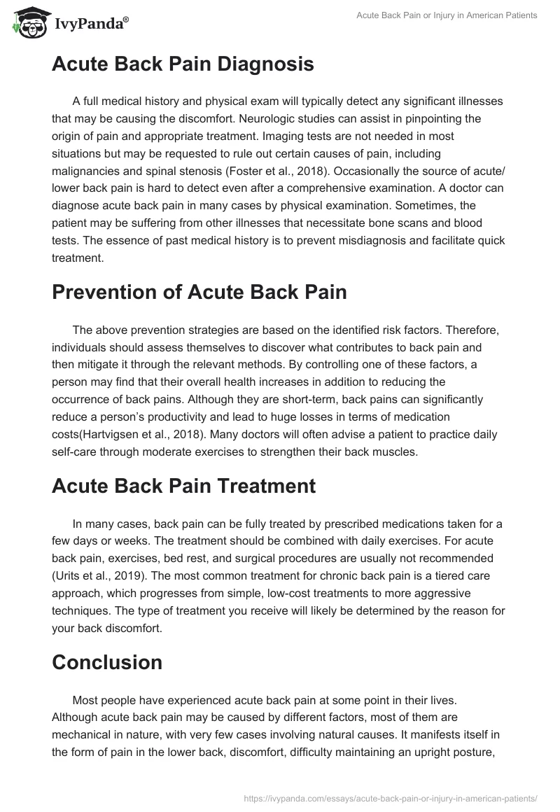 Acute Back Pain or Injury in American Patients. Page 3