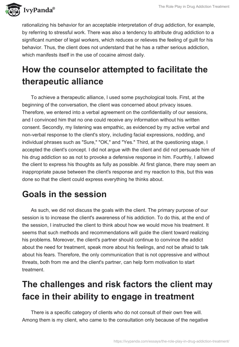 The Role Play in Drug Addiction Treatment. Page 2