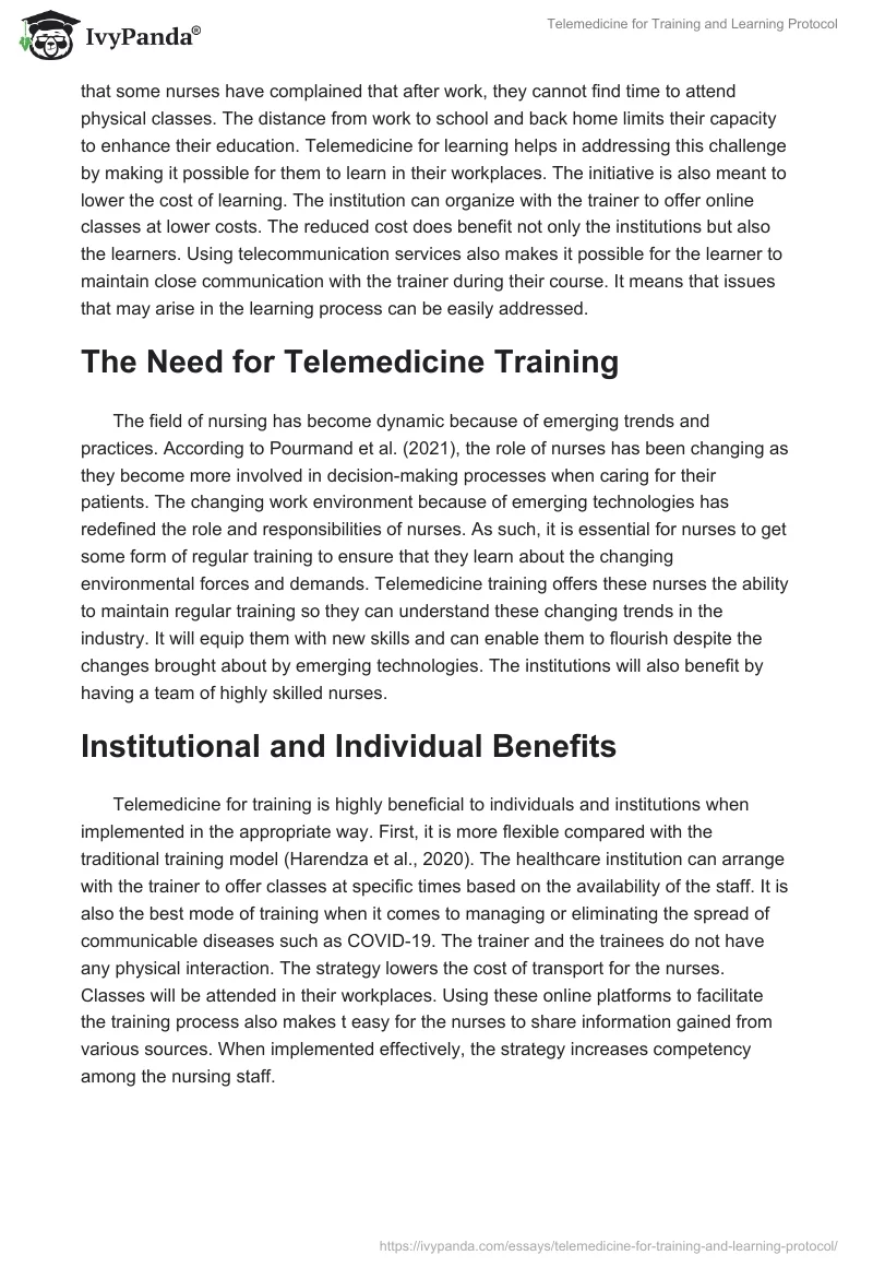 Telemedicine for Training and Learning Protocol. Page 2