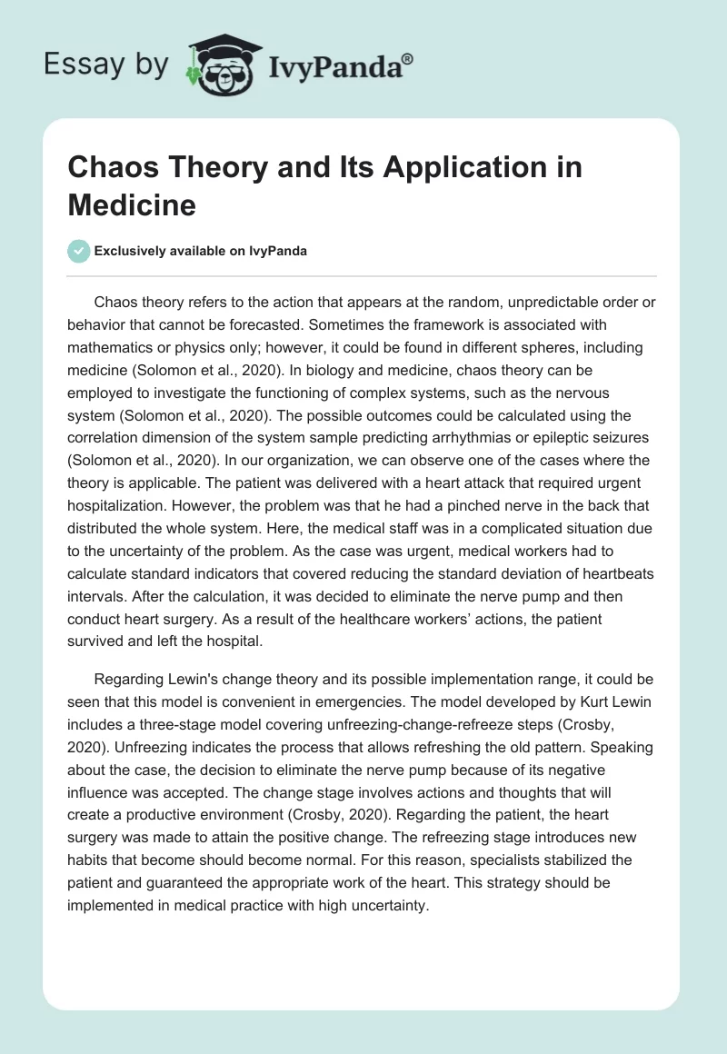 Chaos Theory and Its Application in Medicine. Page 1