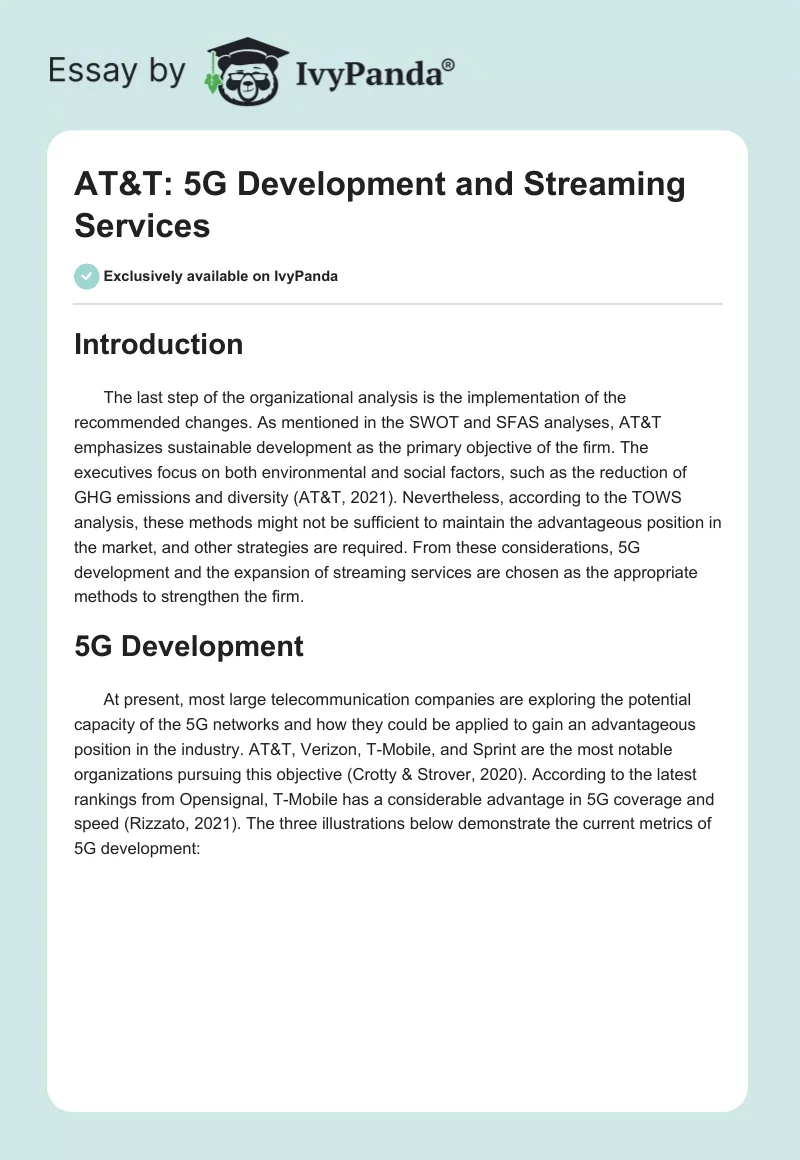 AT&T: 5G Development and Streaming Services. Page 1