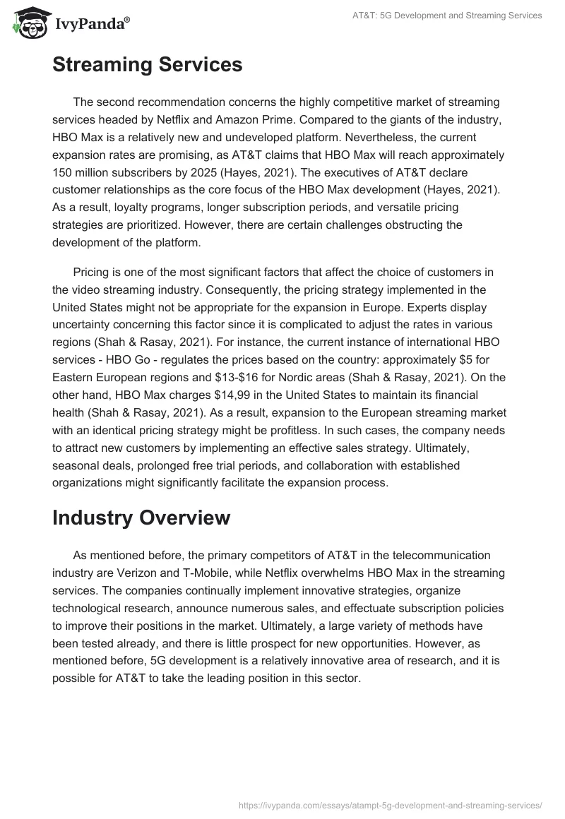 AT&T: 5G Development and Streaming Services. Page 4