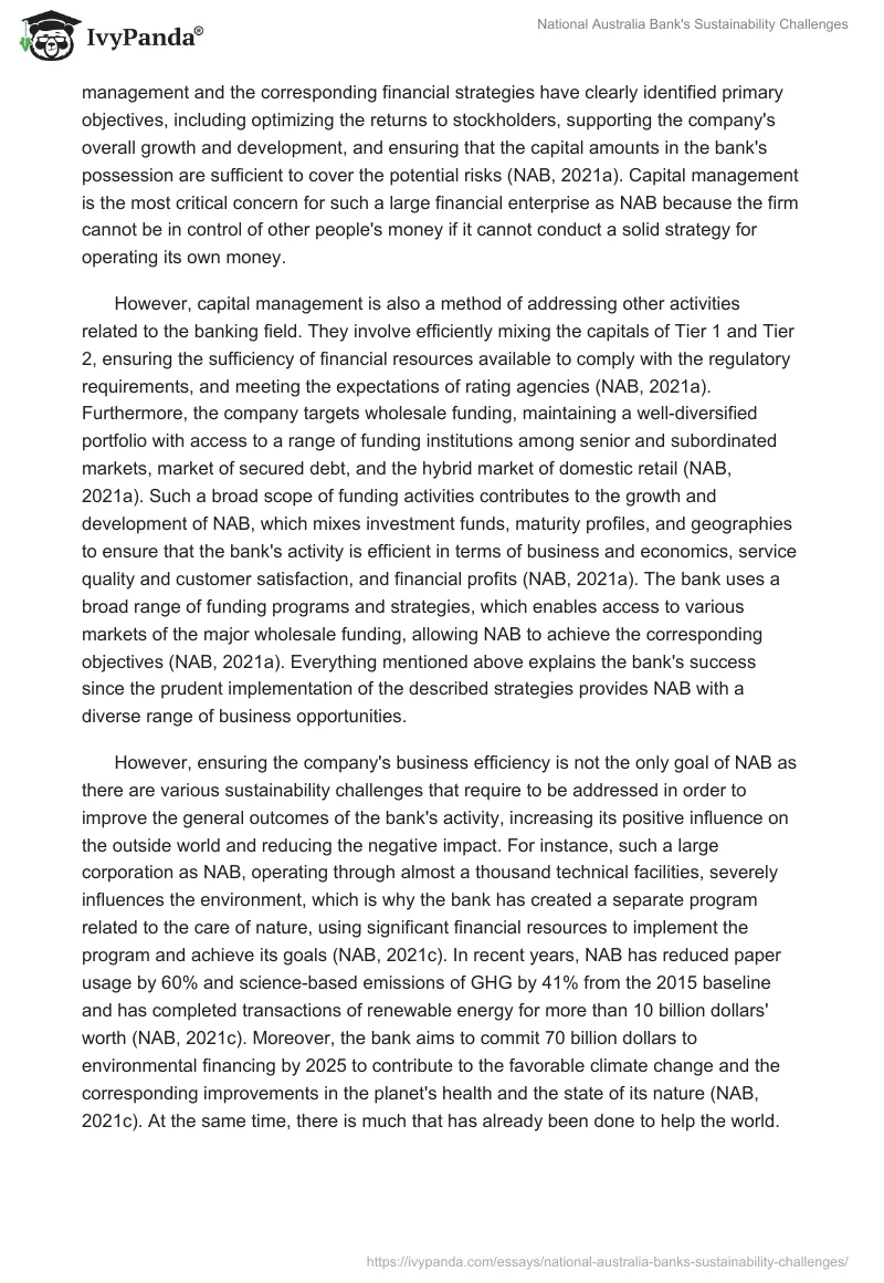National Australia Bank's Sustainability Challenges. Page 2