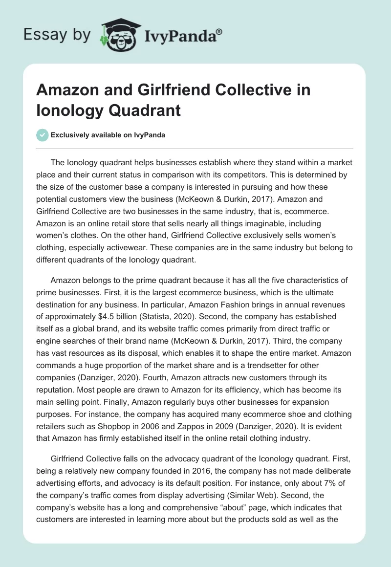 Amazon and Girlfriend Collective in Ionology Quadrant. Page 1