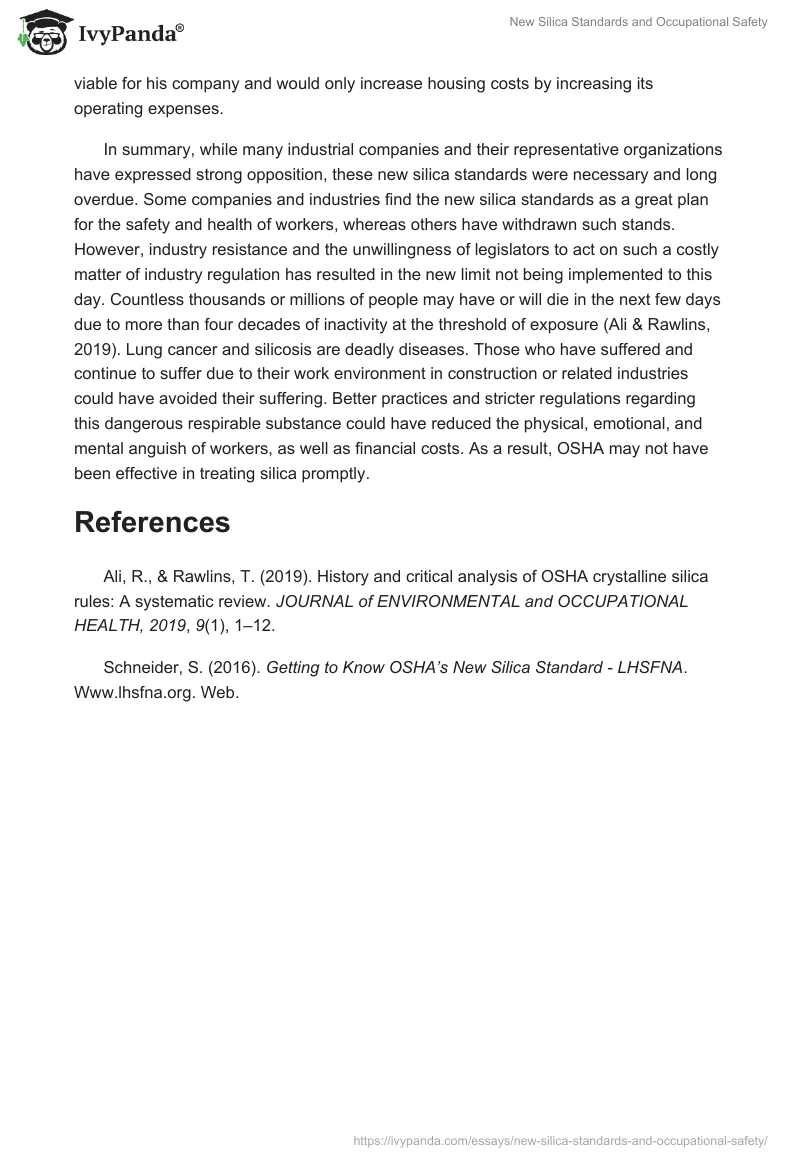 New Silica Standards and Occupational Safety. Page 2