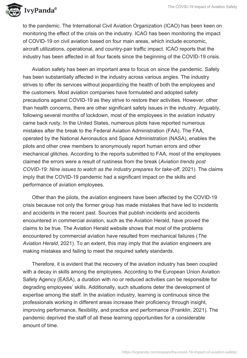The COVID-19 Impact of Aviation Safety. Page 2