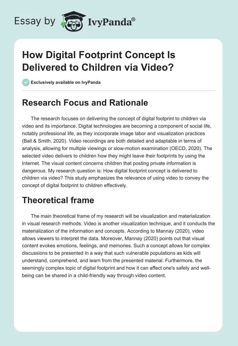 How Digital Footprint Concept Is Delivered to Children via Video?. Page 1