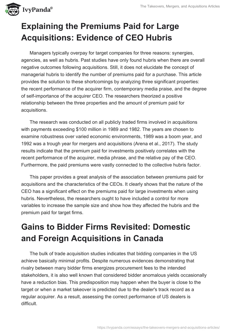 The Takeovers, Mergers, and Acquisitions Articles. Page 3